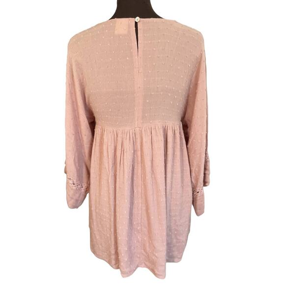 Boho Chic Blush Dress, Long Top, Medium, Swiss dot and lace detail. By Together. - Picture 2 of 5